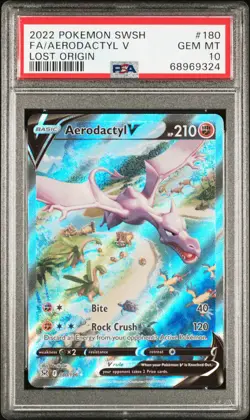 2022 POKEMON SWORD & SHIELD LOST ORIGIN #180 FULL ART/AERODACTYL V PSA 10 - Image 1
