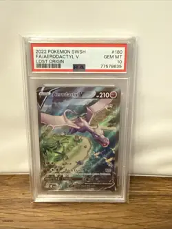 2022 POKEMON SWORD & SHIELD LOST ORIGIN #180 FULL ART/AERODACTYL V PSA 10 - Image 1
