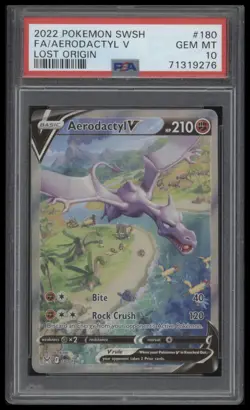 2022 POKEMON SWORD & SHIELD LOST ORIGIN #180 FULL ART/AERODACTYL V PSA 10 - Image 1