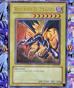 Yugioh Red-Eyes Black Dragon LOB-070 Ultra Rare Original Print Konami 2002 NM - Image 2