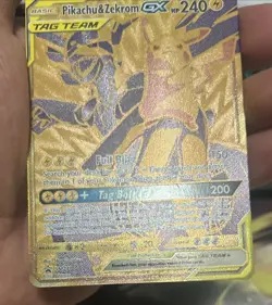 Pokemon Pikachu & Zekrom GX Tag Team Black Star Promo SM248 NM Holo Gold - Image 5