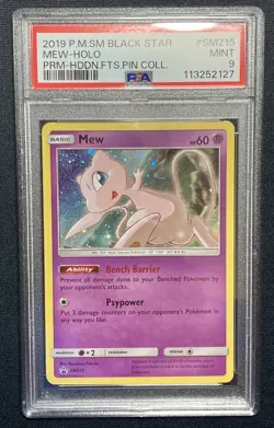 Mew Black Star Promo PSA 9 MINT 2019 Pokemon Hidden Fates Pin Collection #SM215 - Image 1