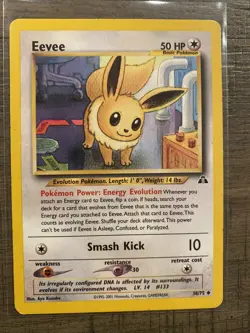 Pokemon Eevee Card 38/75 Neo Discovery Set Uncommon- LP - Image 1