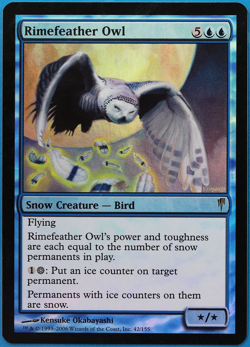 Rimefeather Owl FOIL Coldsnap NM Blue Rare MAGIC MTG CARD (ID# 500475) ABUGames - Image 1