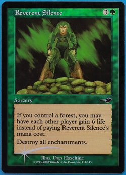 Reverent Silence FOIL Nemesis NM Green Common MAGIC CARD (ID# 500474) ABUGames - Image 1