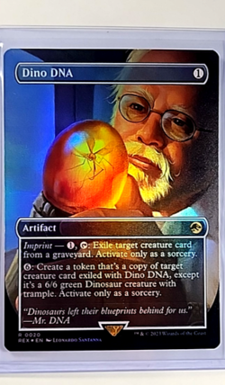 MTG Magic The Gathering REX Jurassic Park World Borderless Foil #20 Dino DNA - Image 1