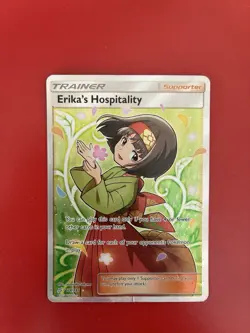 Pokemon SM Team Up #174/181 Erika's Hospitality Holo Foil Card Full Art - Image 1