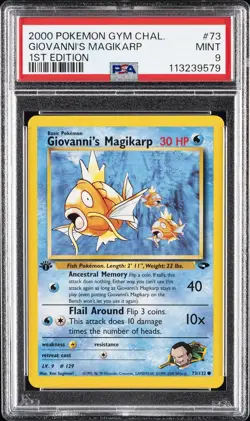 2000 POKEMON GYM CHALLENGE 1ST ED #73 GIOVANNI'S MAGIKARP PSA 9 - Image 1