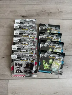 10x Pokemon TCG White Flare & Black Bolt 3Pk Blister Tech Sticker Collection - Image 1