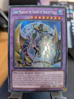 YuGiOh! Dark Magician The Knight of Dragon Magic BLMR-EN001 Secret Rare 1st Ed - Image 1