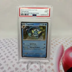 2025 Pokemon SVP Vaporeon 168 Black Star Promo Pre Poster Collection PSA 9 - Image 1