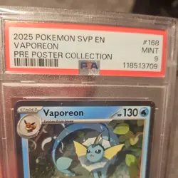 2025 Pokemon SVP Vaporeon 168 Black Star Promo Pre Poster Collection PSA 9 - Image 2