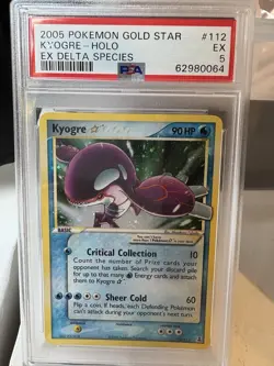2005 Pokemon Gold Star Ex Delta Species #112 Kyogre Holo PSA 5 EX - Image 1