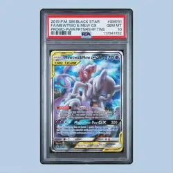2019 Pokemon SM Black Star Promo FA Mewtwo & Mew GX SM191 PSA 10 Gem Mint - Image 1