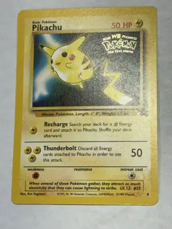 Pokemon Pikachu Card Black Star Promo Rare, Vintage First Movie Gold Foil, 4/53 - Image 1