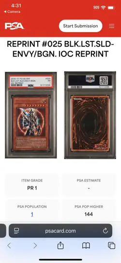 Yugioh Black Luster Soldier Envoy of the Beginning IOC-025 PSA 1 Pop 1 - Image 3