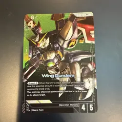 Gundam Card Game GCG TCG - Wing Gundam ST02-001 LR+ Wings of Advance English - Image 1