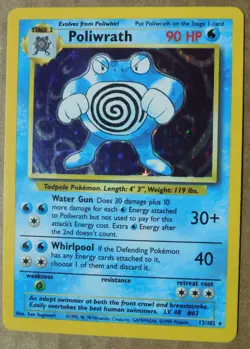 Poliwrath 13/102 Rare Holo Base Set Pokemon Card LP/MP - Image 1