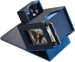 Luxury MTG Commander Card Deck Box - Holds 100 Cards with Dice Tray, Black/Blue - Image 3