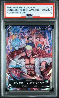 PSA 10 Donquixote Doflamingo OP04-019 Leader Parallel 2023 ONE PIECE Card GEM MT - Image 1