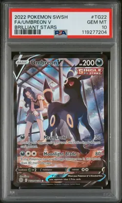 2022 POKEMON SWORD & SHIELD BRILLIANT STARS #TG22 FULL ART/UMBREON V PSA 10 - Image 1