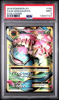 2016 POKEMON M VENUSAUR EX FULL ART HOLO EVOLUTIONS MEGA SERIES #100/108 PSA 9 - Image 1