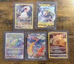 Pokemon TCG 5 Card Assorted Lot Rainbow Rare Trainer Gallery V Snorlax Magnezone - Image 1