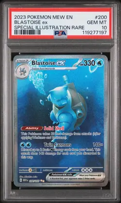 PSA 10 GEM MINT Blastoise EX 200/165 SV:151 English SIR Pokemon Card - Image 1