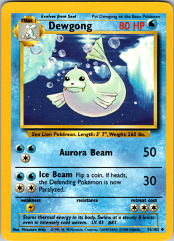 Dewgong 25/102 Pokemon: Base Set Unlimited Uncommon - LP - Image 1