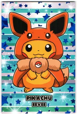 PIKACHU EEVEE PONCHO CARD DATABASE ATTACKS 2 BLUE CRACKED ICE HOLO POKEMON - Image 1