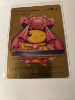 Pokemon Gold Foil Fan Art Card PIKACHU COSPLAY Mega Diance 700HP #008 - Image 1