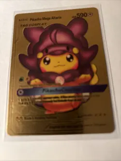 Pokemon Gold Foil Fan Art Card PIKACHU COSPLAY Mega Altaria 590HP #004 - Image 1