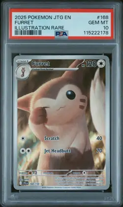 FURRET #168 2025 POKEMON JTG EN-JOURNEY TOGETHER ILLUSTRATION RARE - PSA 10 - Image 1