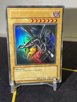 RARE Yugioh Red Eyes Black Dragon LOB-070 Holo Bleed, Holo Shift & Missing Name - Image 1