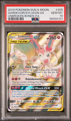 PSA 10 Gardevoir Sylveon GX Tag Team 205 Unbroken Bonds English Pokemon Card - Image 1