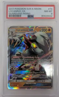 2017 POKEMON SUN & MOON GUARDIANS RISING #74 LYCANROC GX GUARDIANS RISING PSA 8 - Image 1