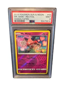 PSA 9 Mr. Mime Reverse Foil 2019 Pokemon Sun & Moon Hidden Fates - Image 1