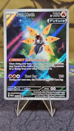 Pokemon TCG Iron Moth 187/182 Sv04: Paradox Rift Illustration Rare Card Holo NM - Image 1