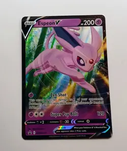 Espeon v SWSH201 Ultra Rare Holo Black Star Promo Pokemon Card - Image 1