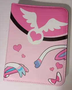 4 Pocket Card Binder 3-Ring 60 Sleeves Book, Zipper Book Pink With Wings - Image 1