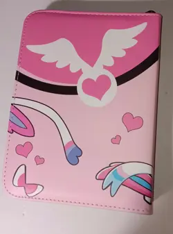 4 Pocket Card Binder 3-Ring 60 Sleeves Book, Zipper Book Pink With Wings - Image 3