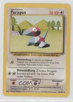 Porygon German Pokemon Base Set #39 1999 15fy - Image 1
