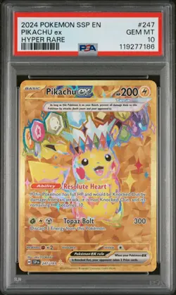2024 POKEMON SSP EN-SURGING SPARKS HYPER RARE #247 PIKACHU EX PSA 10 - Image 1