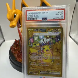 2024 POKEMON SSP EN-SURGING SPARKS HYPER RARE #247 PIKACHU EX PSA 10 - Image 2