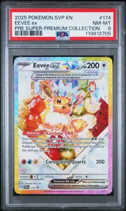 Pokemon SVP Black Star Promo 174 Eevee ex PSA 8 Prismatic Evolutions - Image 1