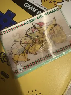 Early Pikachu Moving Christmas Handkerchief Promo Retro Rare Pokemon Card Game - Image 1