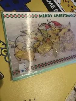 Early Pikachu Moving Christmas Handkerchief Promo Retro Rare Pokemon Card Game - Image 2