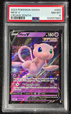 2023 Pokemon Mew V #060 SWSH Crown Zenith PSA 8 (NM/MT) - Image 1