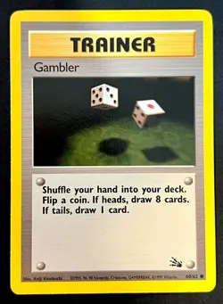 Gambler 60/62 Fossil Trainer Pokemon Card TCG - WOTC - Near Mint - Image 1