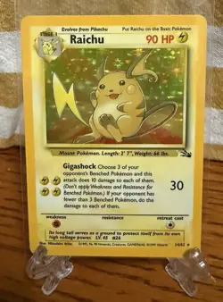 Vintage 1999 Raichu 14/62 Fossil Holo Rare English Pokemon TCG WOTC Card - Image 1